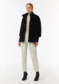 Cape aus Teddyplüsch mit Strickdetails-Comma Best