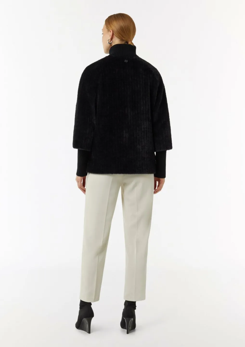 Cape aus Teddyplüsch mit Strickdetails-Comma Best
