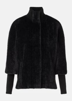 Cape aus Teddyplüsch mit Strickdetails-Comma Best