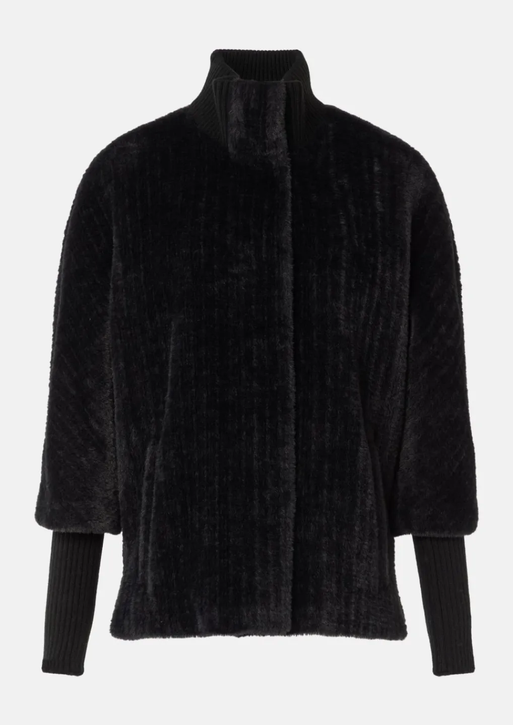Cape aus Teddyplüsch mit Strickdetails-Comma Best
