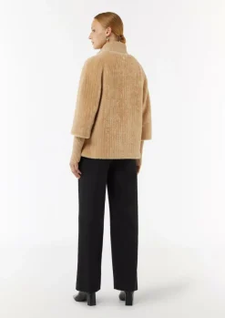 Cape aus Teddyplüsch mit Strickdetails-Comma Best