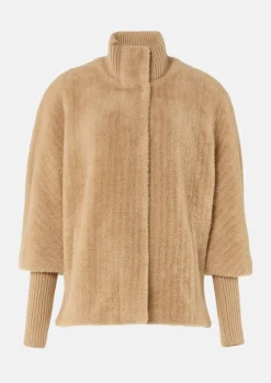 Cape aus Teddyplüsch mit Strickdetails-Comma Best