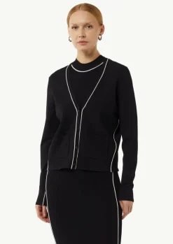 Cardigan mit Kontrastdetails und aufgesetzten Taschen-Comma Hot