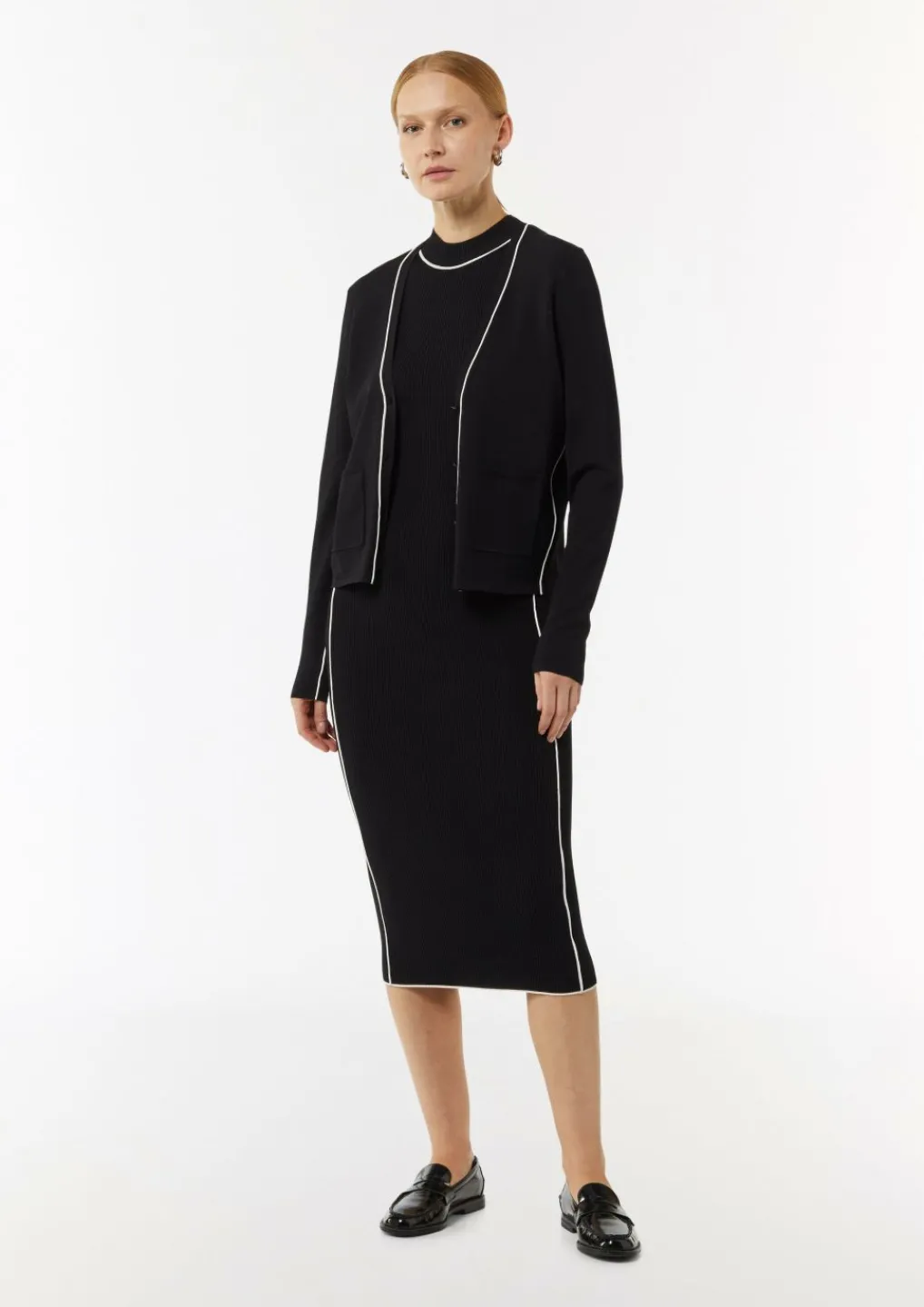Cardigan mit Kontrastdetails und aufgesetzten Taschen-Comma Hot