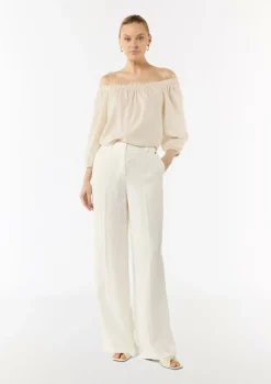 Carmen-Bluse aus Lyocellmix mit elastischem Ausschnitt-Comma Sale
