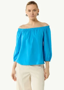 Carmen-Bluse aus Lyocellmix mit elastischem Ausschnitt-Comma New