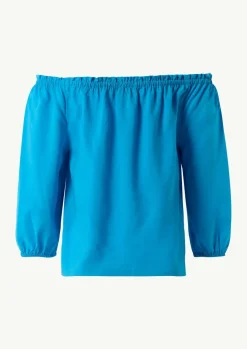 Carmen-Bluse aus Lyocellmix mit elastischem Ausschnitt-Comma New