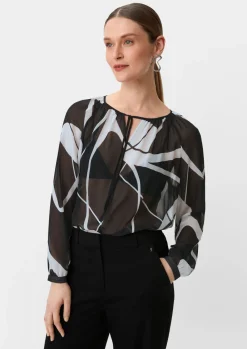 Chiffonbluse mit Allovermuster-Comma Fashion