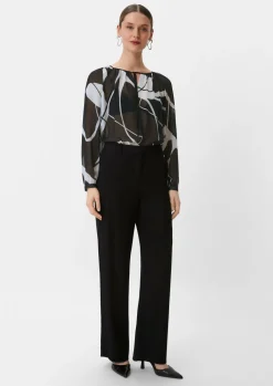 Chiffonbluse mit Allovermuster-Comma Fashion