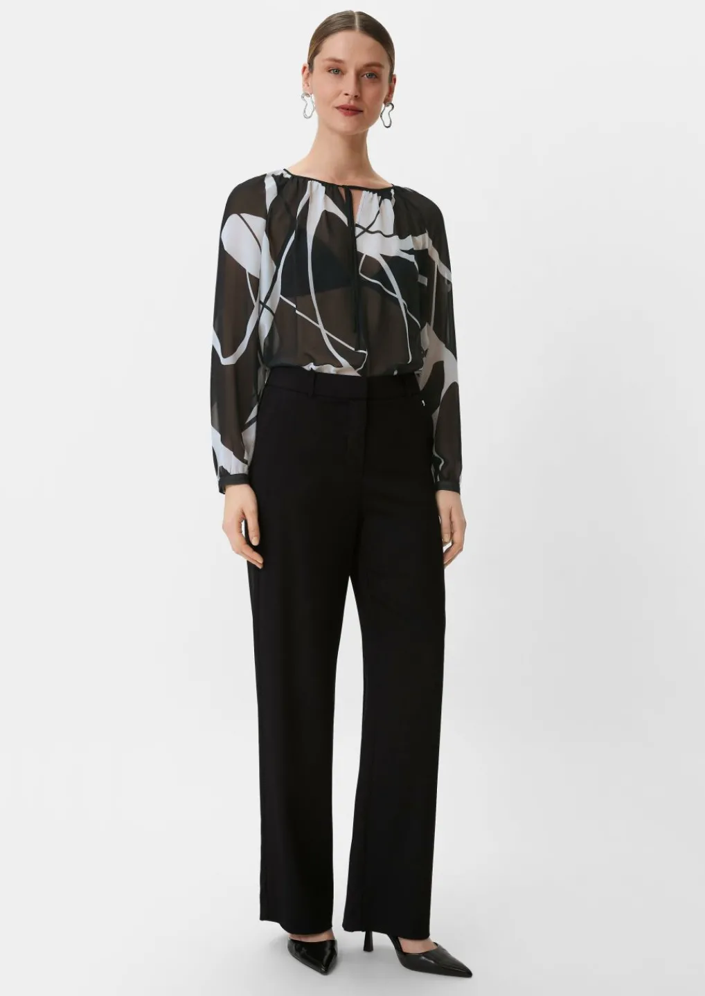 Chiffonbluse mit Allovermuster-Comma Fashion