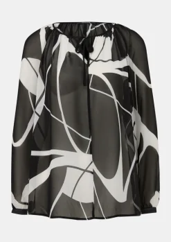 Chiffonbluse mit Allovermuster-Comma Fashion
