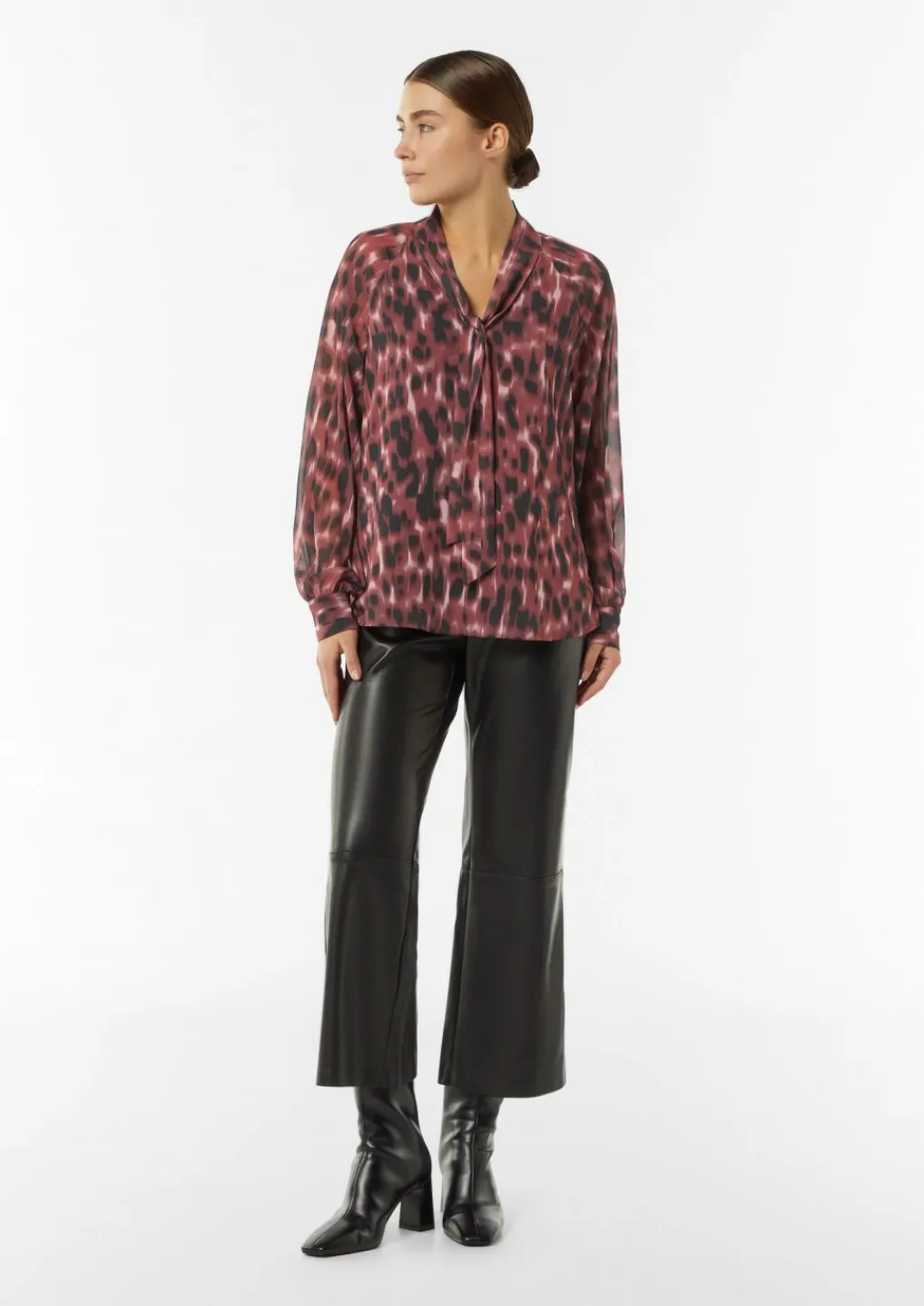 Chiffon-Bluse mit All-over-Print-Comma Online