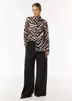 Chiffon-Bluse mit Hemdkragen und Manschetten-Comma Discount