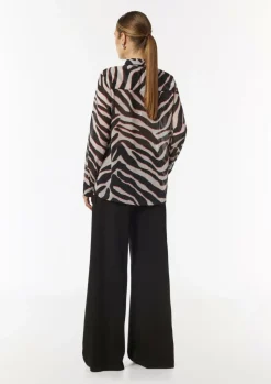 Chiffon-Bluse mit Hemdkragen und Manschetten-Comma Discount