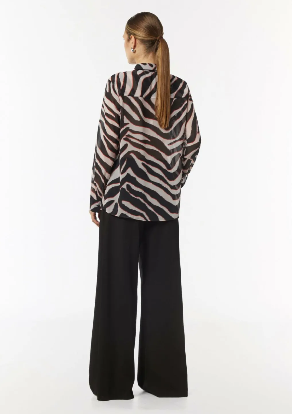 Chiffon-Bluse mit Hemdkragen und Manschetten-Comma Discount