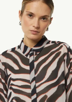 Chiffon-Bluse mit Hemdkragen und Manschetten-Comma Discount