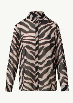 Chiffon-Bluse mit Hemdkragen und Manschetten-Comma Discount