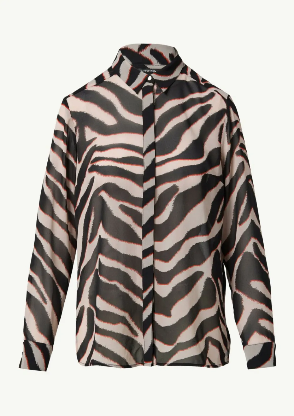 Chiffon-Bluse mit Hemdkragen und Manschetten-Comma Discount