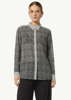 Chiffon-Bluse mit Hemdkragen und Manschetten-Comma Best