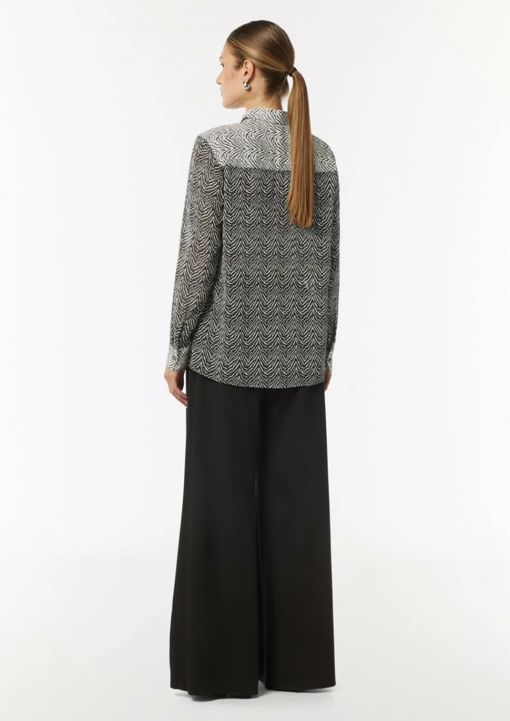 Chiffon-Bluse mit Hemdkragen und Manschetten-Comma Best