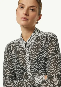 Chiffon-Bluse mit Hemdkragen und Manschetten-Comma Best