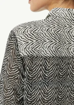 Chiffon-Bluse mit Hemdkragen und Manschetten-Comma Best