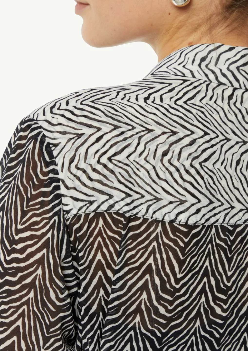 Chiffon-Kleid mit Hemdkragen und Bindeband-Comma New