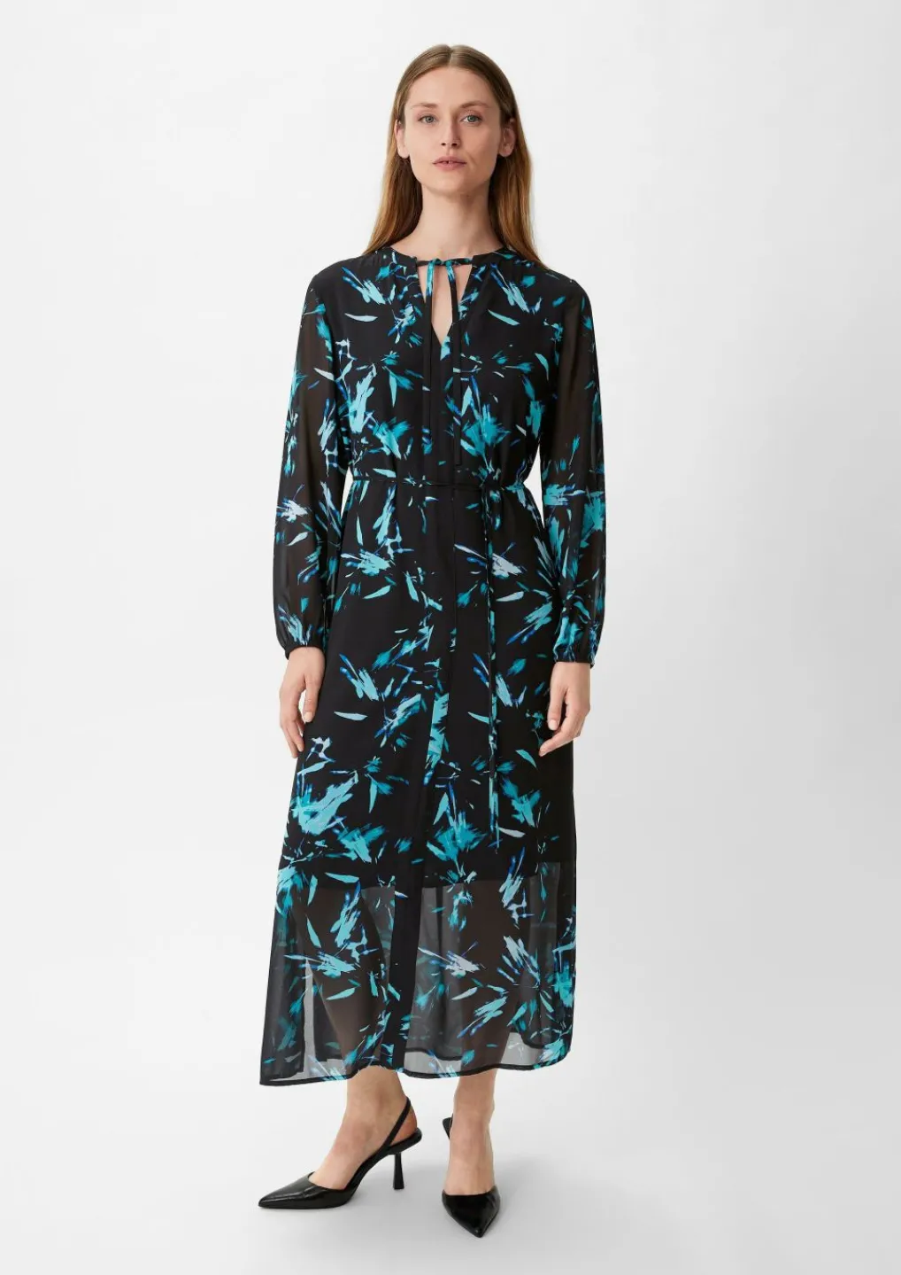 Chiffonkleid mit Stoffgürtel-Comma Sale