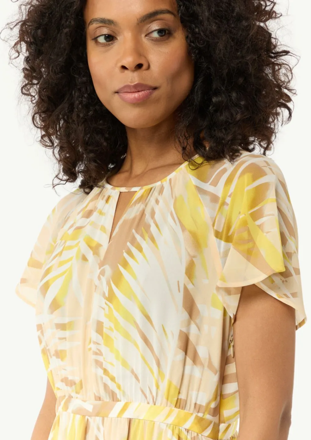 Chiffon-Kleid mit U-Boot-Ausschnitt und Raffung-Comma Outlet
