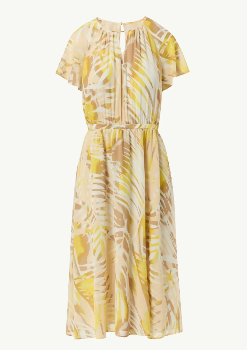 Chiffon-Kleid mit U-Boot-Ausschnitt und Raffung-Comma Outlet
