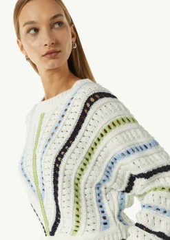 Cropped-Strickpullover mit Ajourmuster-Comma Online