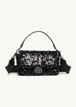 Crossbody-Bag aus Rindsleder mit Pailletten-Comma Hot