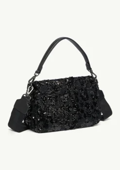 Crossbody-Bag aus Rindsleder mit Pailletten-Comma Hot