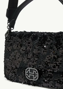 Crossbody-Bag aus Rindsleder mit Pailletten-Comma Hot