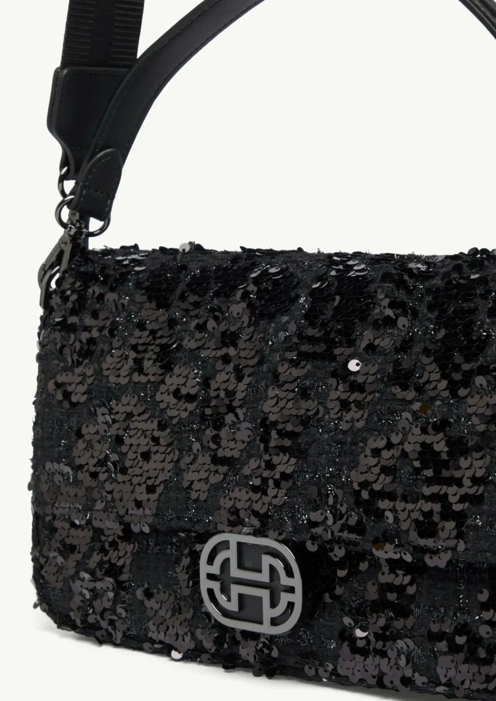 Crossbody-Bag aus Rindsleder mit Pailletten-Comma Hot