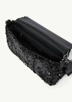 Crossbody-Bag aus Rindsleder mit Pailletten-Comma Hot