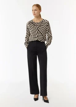 Crêpe-Bluse mit All-over-Print und Faltendetails-Comma Fashion