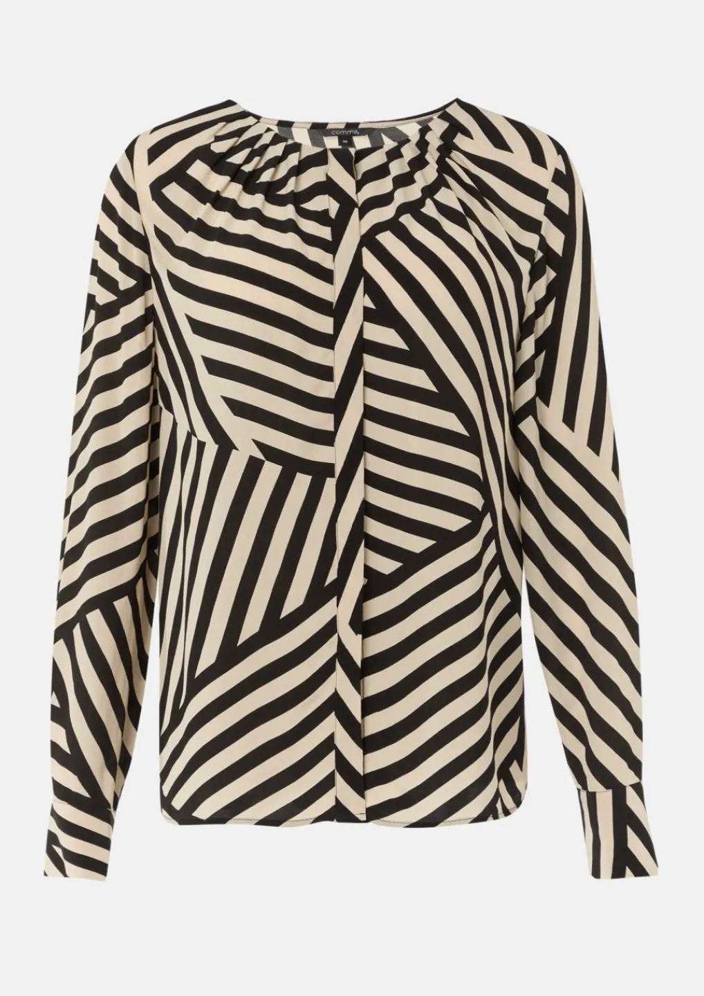 Crêpe-Bluse mit All-over-Print und Faltendetails-Comma Fashion