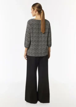 Crêpe-Bluse mit kurzen Ballonärmeln-Comma Discount