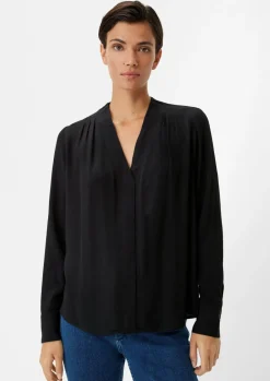 Crêpe-Bluse mit Plisseefalte-Comma Outlet