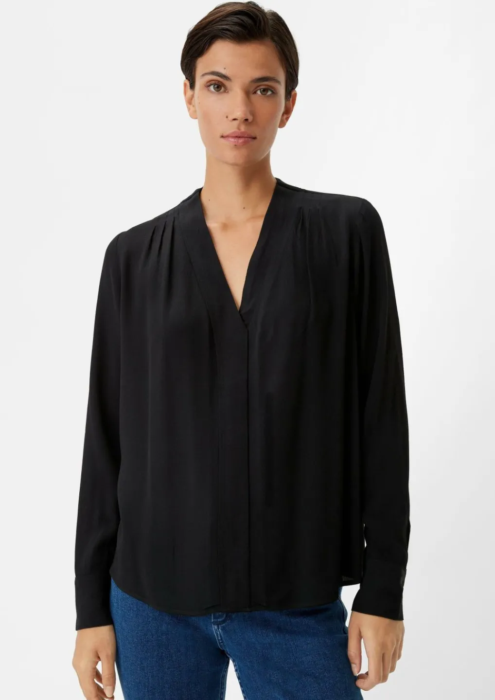 Crêpe-Bluse mit Plisseefalte-Comma Outlet