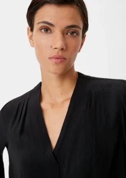 Crêpe-Bluse mit Plisseefalte-Comma Outlet