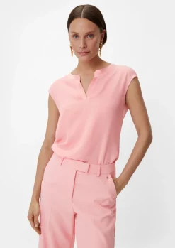 Crêpe-Bluse mit Satin-Detail-Comma Fashion