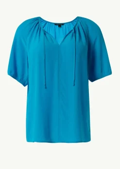 Crêpe-Bluse mit voluminösen Ärmeln und Raffung-Comma Sale