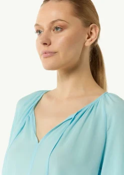 Crêpe-Bluse mit voluminösen Ärmeln und Raffung-Comma Hot