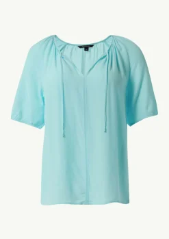 Crêpe-Bluse mit voluminösen Ärmeln und Raffung-Comma Hot