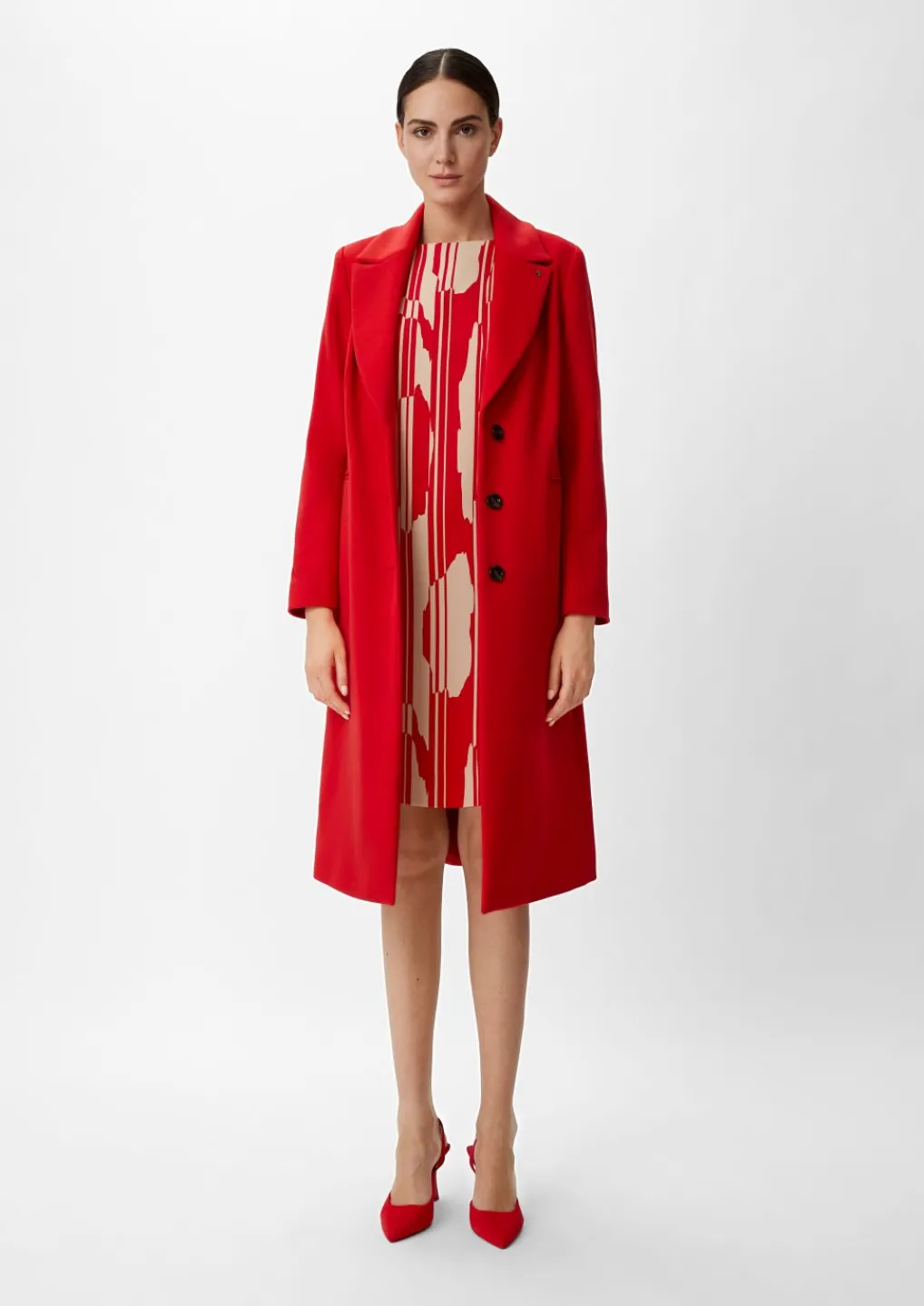 Crêpe-Kleid mit Allover-Print-Comma Outlet