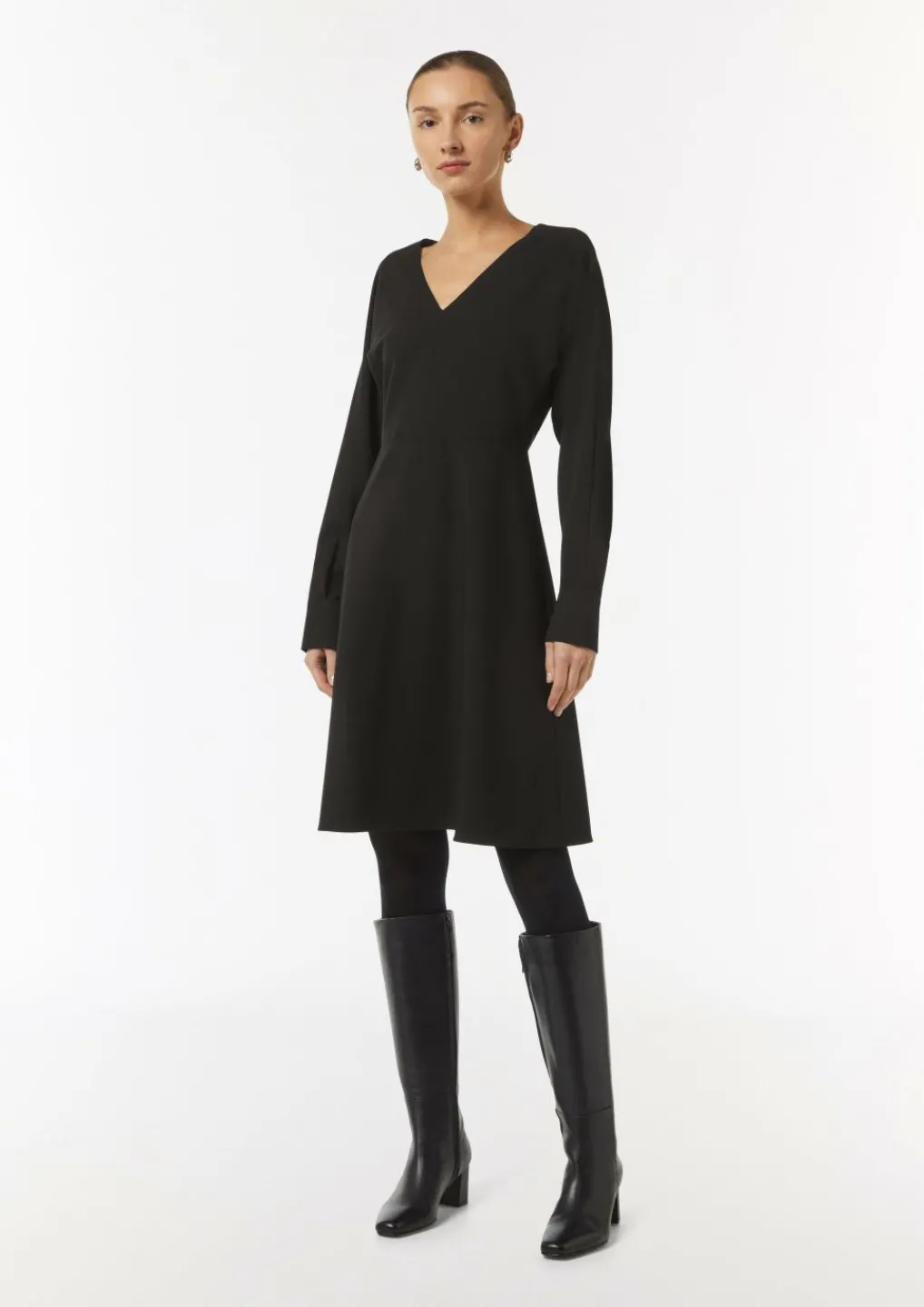 Crêpe-Kleid mit V-Ausschnitt-Comma Outlet