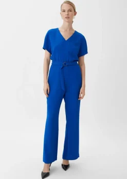 Crêpe-Overall mit ausgestelltem Bein-Comma Discount