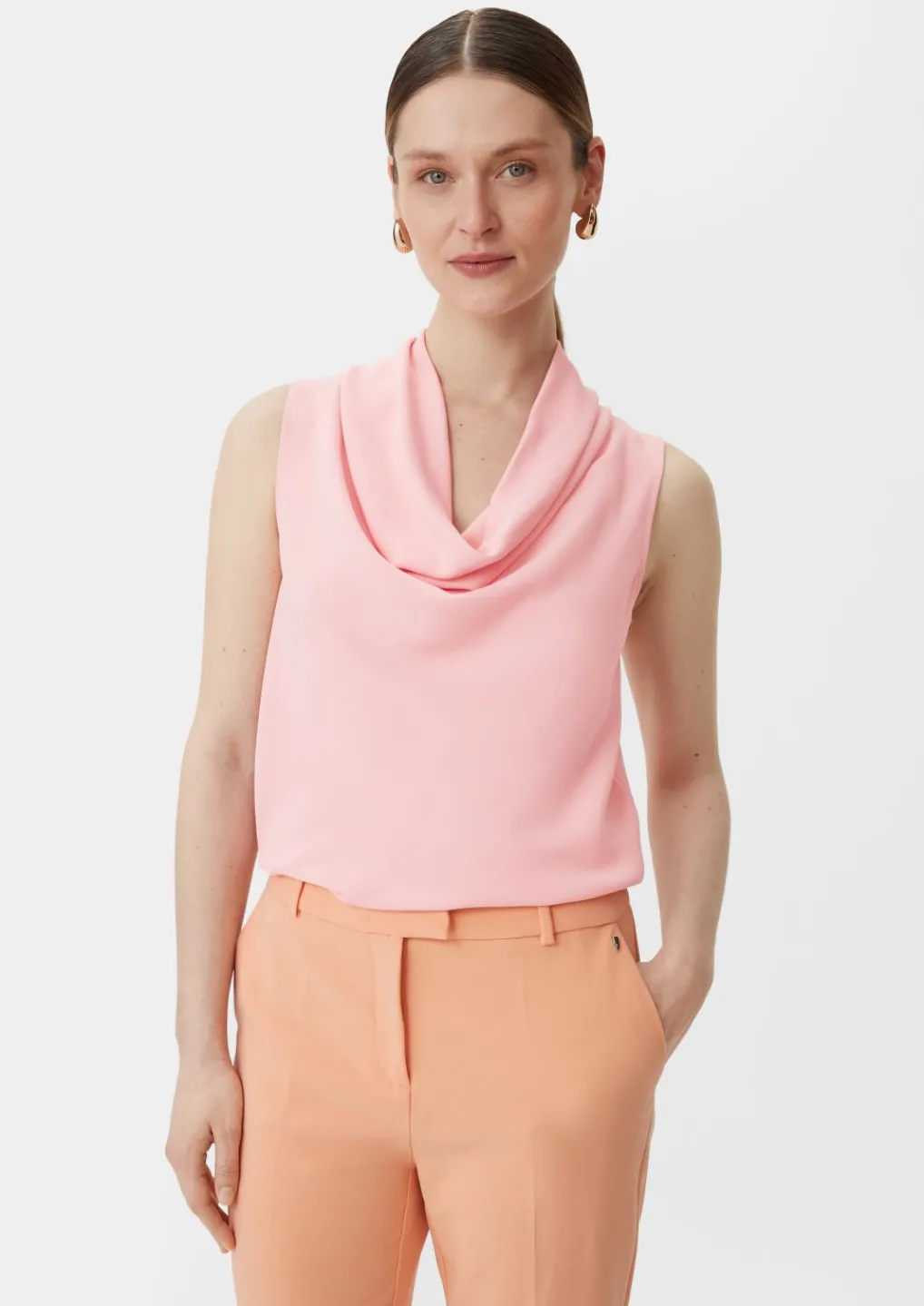 Crêpeshirt mit Wasserfall-Ausschnitt-Comma New